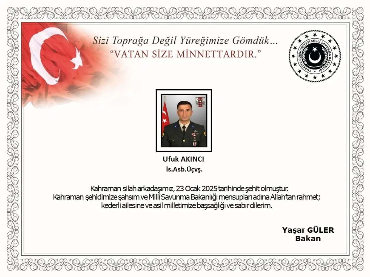 Pençe-Kaplan Operasyonu Bölgesinde Şehit Astsubay