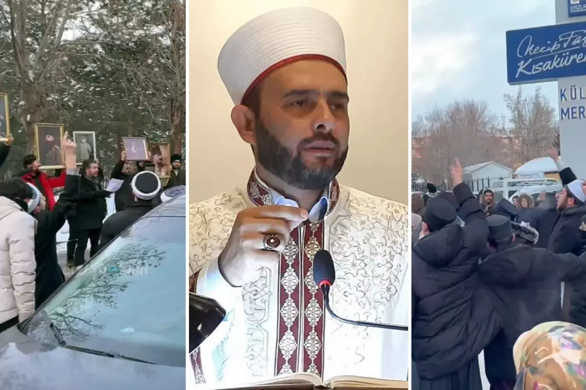 Halil Konakcı’ya büyük şok! Vaaz vermek için gittiği Erzurum’da protesto edildi